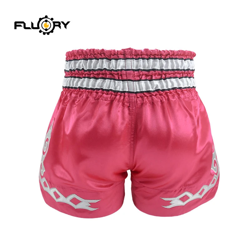 Молодежные и детские шорты fluory Muay Thai вышитые для кикбоксинга модные розовые