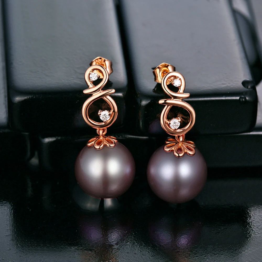 Женские серьги из розового золота с пресноводным жемчугом 12 13 мм|earrings free|earrings free