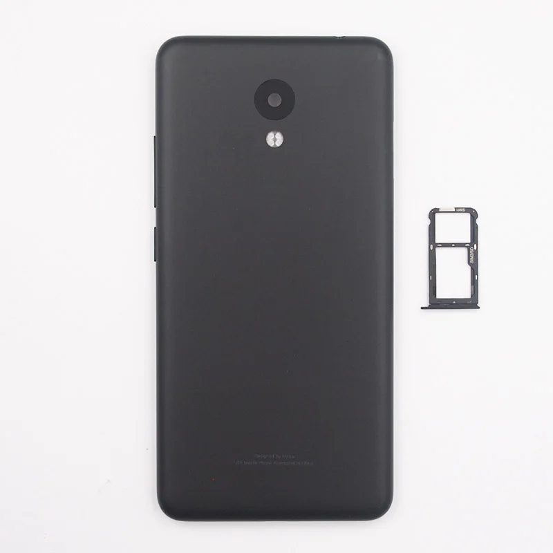 BaanSam, новинка, задняя крышка для аккумулятора, корпус, чехол для MEIZU M5C M710H, 5 дюймов, с объективом камеры+ Кнопки громкости питания+ лоток для sim-карт - Цвет: Черный