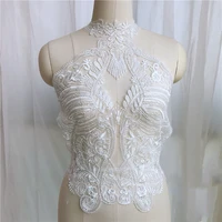 1 piece pack of white millet beads neckline applique haute couture wedding dress neck collar luxury lace