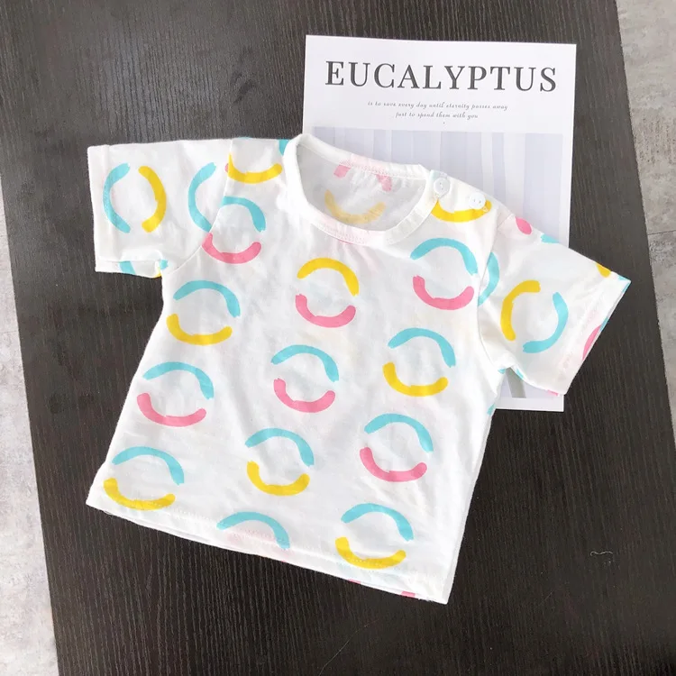 Детская футболка для девочек летние хлопковые топы маленьких мальчиков футболки