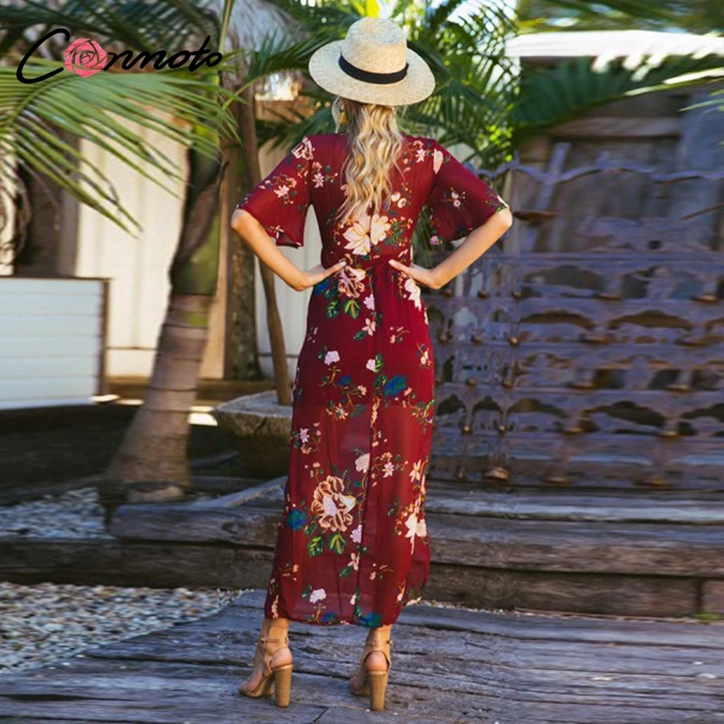 Conmoto/винтажное платье с цветочным принтом смешанное для женщин 2019 летнее