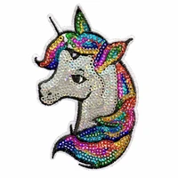 new arrival colorful sequins unicorn patch for clothes iron on parches diy accessories diy sewing decoration applique 5pcslot