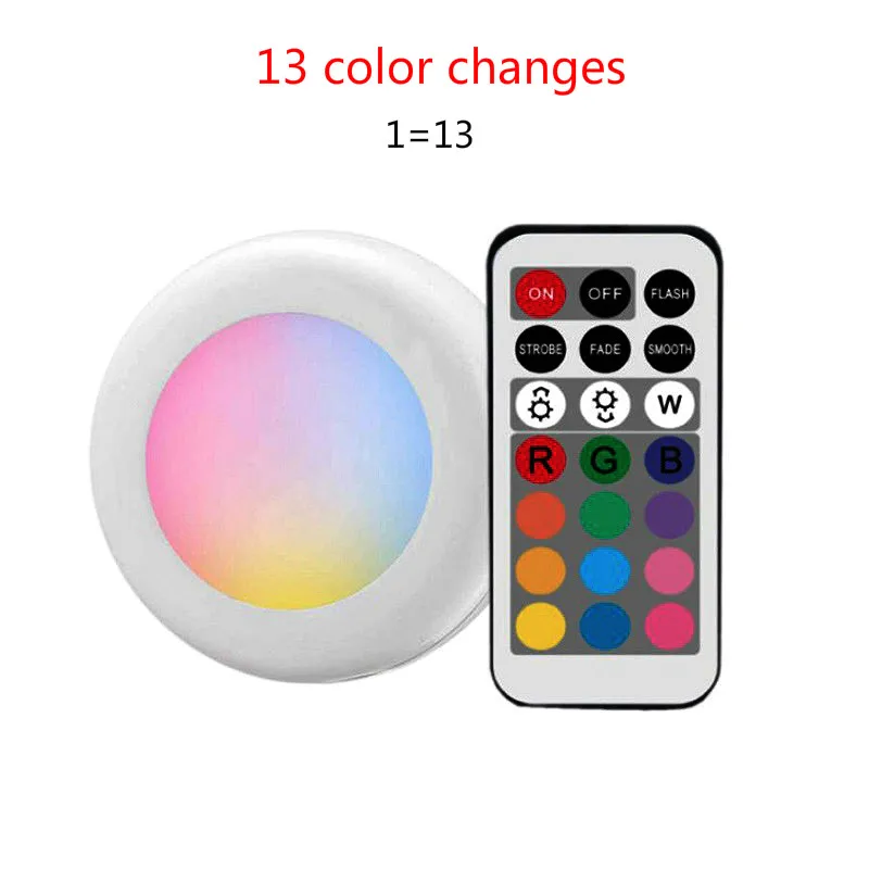 Беспроводная Светодиодная лампа для шкафа RGB 13 видов цветов с регулируемой