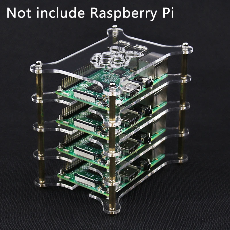 4 слоя Raspberry Pi акриловый чехол Clear Box Shell прозрачный корпус с логотипом для 3 Model B/3B