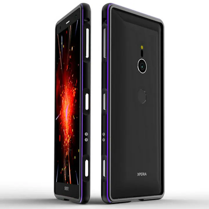 Black Purple Для sony Xperia XZ3 6,0 дюймов бампер Роскошный ультра тонкий алюминиевый металлический каркас для sony XZ3 телефон Funda защитный чехол - Цвет: Black Purple