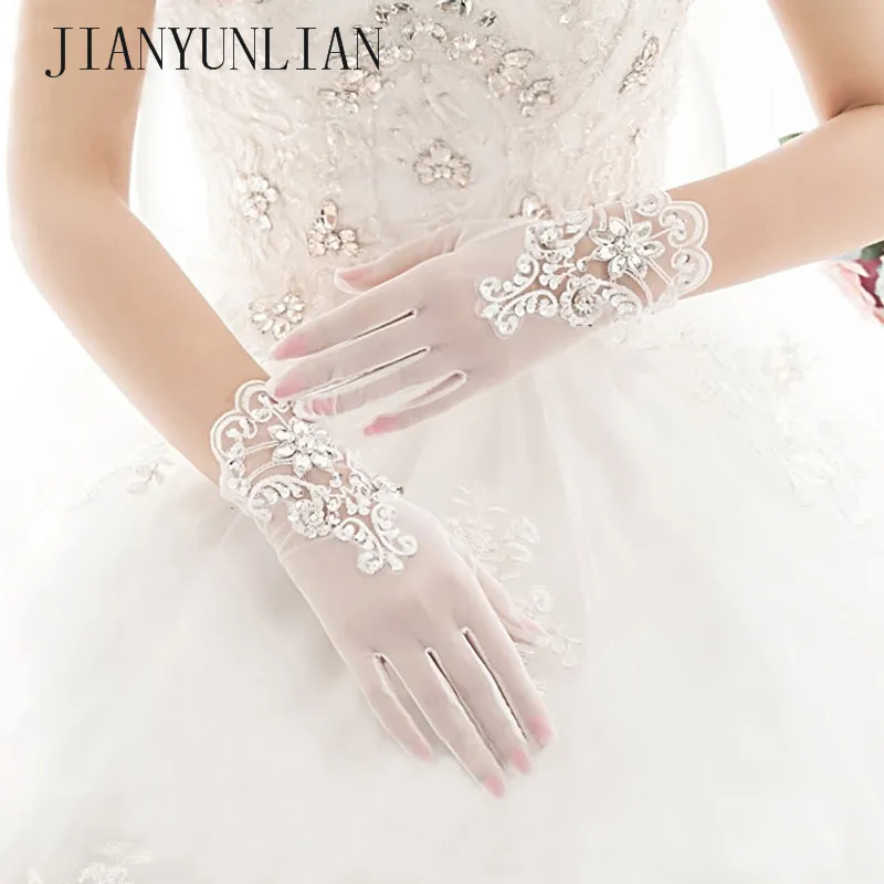 Перчатки Свадебные короткие из тюля цвета слоновой кости|bridal gloves|wedding glovesluvas para