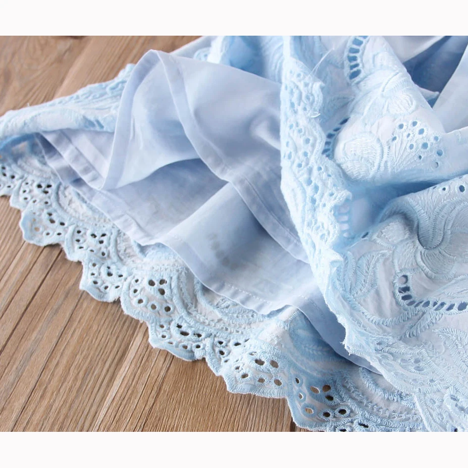 Hurave baby Girl ruffles drawstring bow clothes Children embroidery sleeveless dresses Kids Clothes crew neck dress | Детская одежда и
