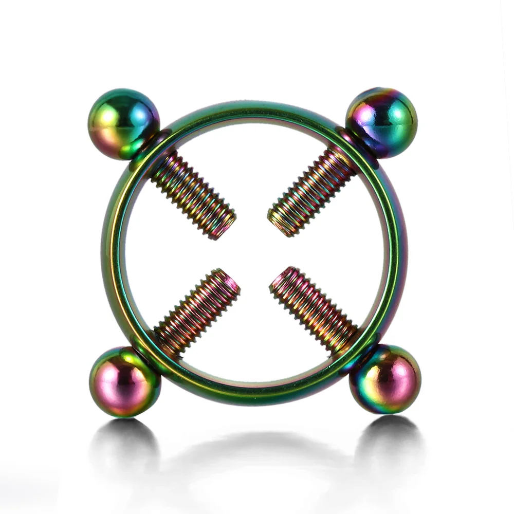 1 Pair Fashion Round Non-Piercing Nipple Ring Shield Body Piercing Jewelry Nickel-free Fake Piercing 316L Surgical Steel