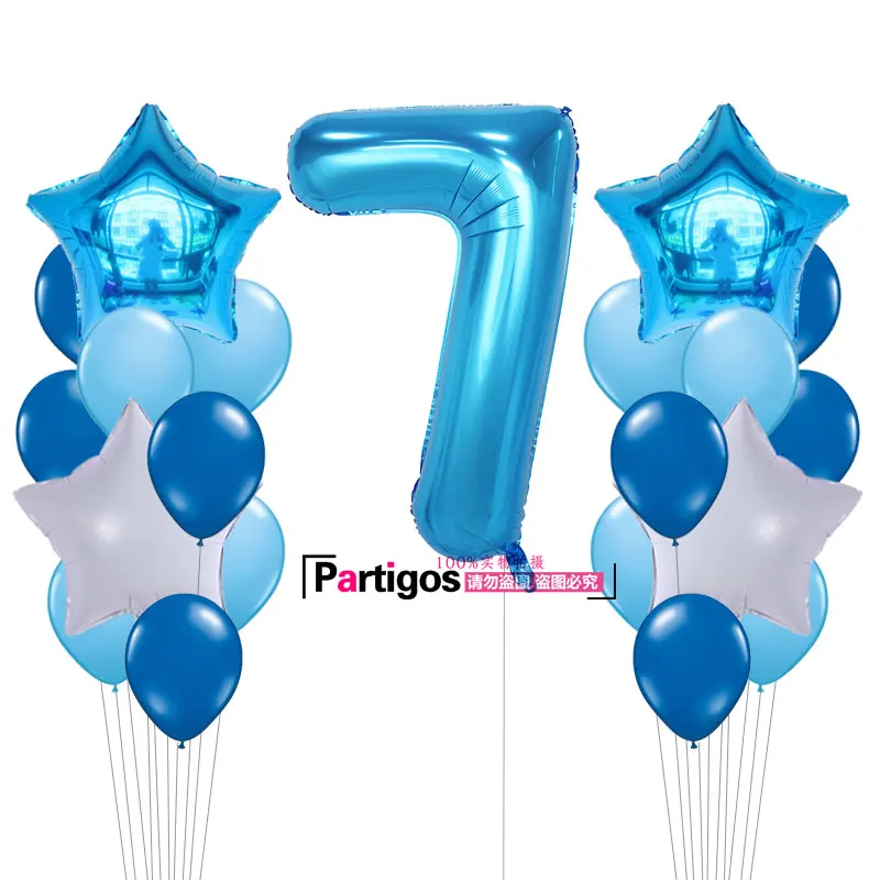 21 шт. Baby Shower 1st День рождения Декор 40 дюймов номер 1 Фольга Шарики поставки для маленьких мальчиков и девочек шары 2.2 г латекс Гелий Globos - Цвет: F-deep Blue 7