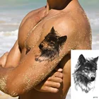 Тату-наклейки временные с черным волком для мужчин и женщин, фальшивые татуировки на тело, эскиз, маленькие водонепроницаемые, переводные