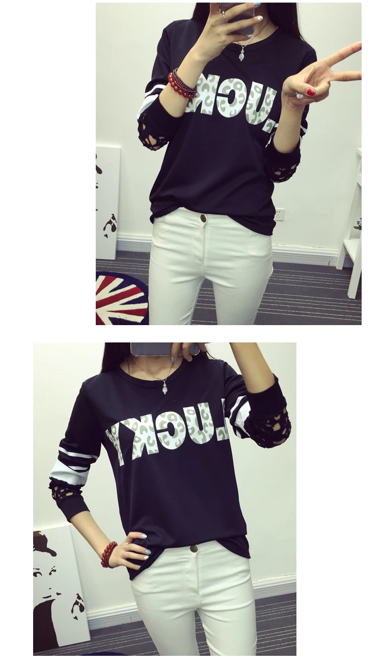 Женская длинная футболка с буквенным принтом повседневная хлопковая Футболка