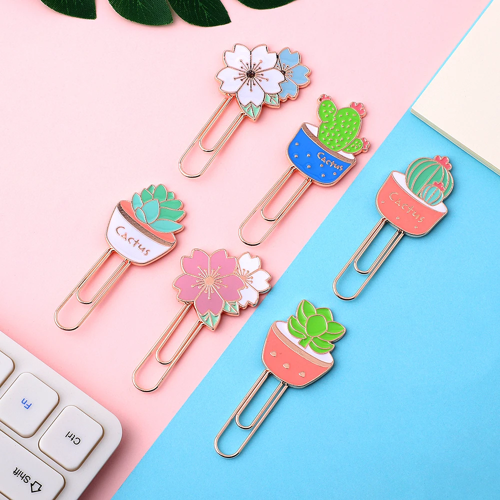1 шт. милый мультфильм Кактус металлическая Закладка Bookmarks для книг студентов