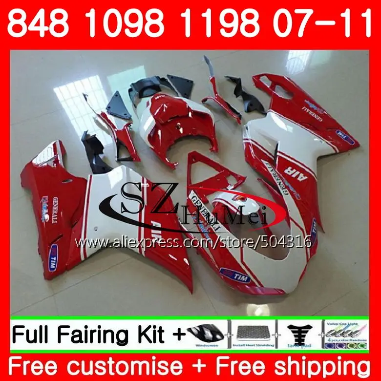 

Корпус для поездок на мотоцикле DUCATI 848R 1098R 848 1098 1198 07 08 09 10 11 79SH9 1098 S Топ белого и красного цвета 848 S R 1198 S 2007 2008 2009 2010 2011 обтекатель