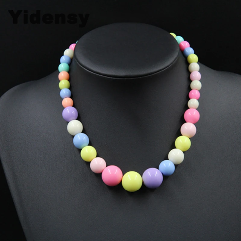 Candy Color Acrylic Beads Necklaces Flower Cross Pendant  Kids Little Girl Children Cosplay Princess Necklace Jewelry Gifts