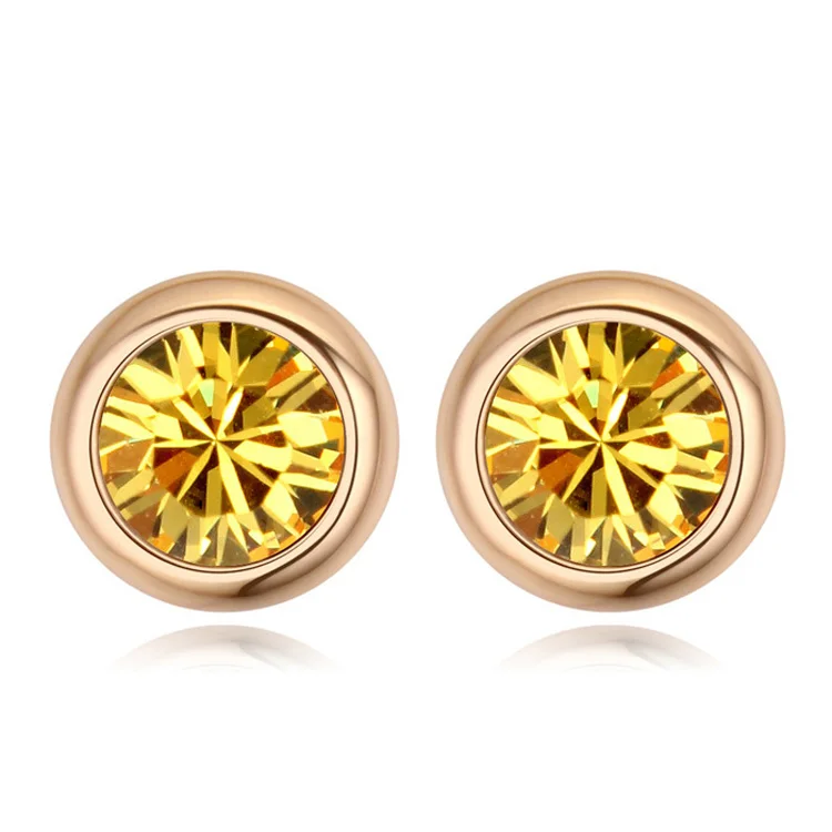 BAFFIN оригинальные серьги-гвоздики с круглыми кристаллами от Swarovski для женщин, вечерние аксессуары, подвески золотого цвета, свадебные украшения - Окраска металла: Jonquil