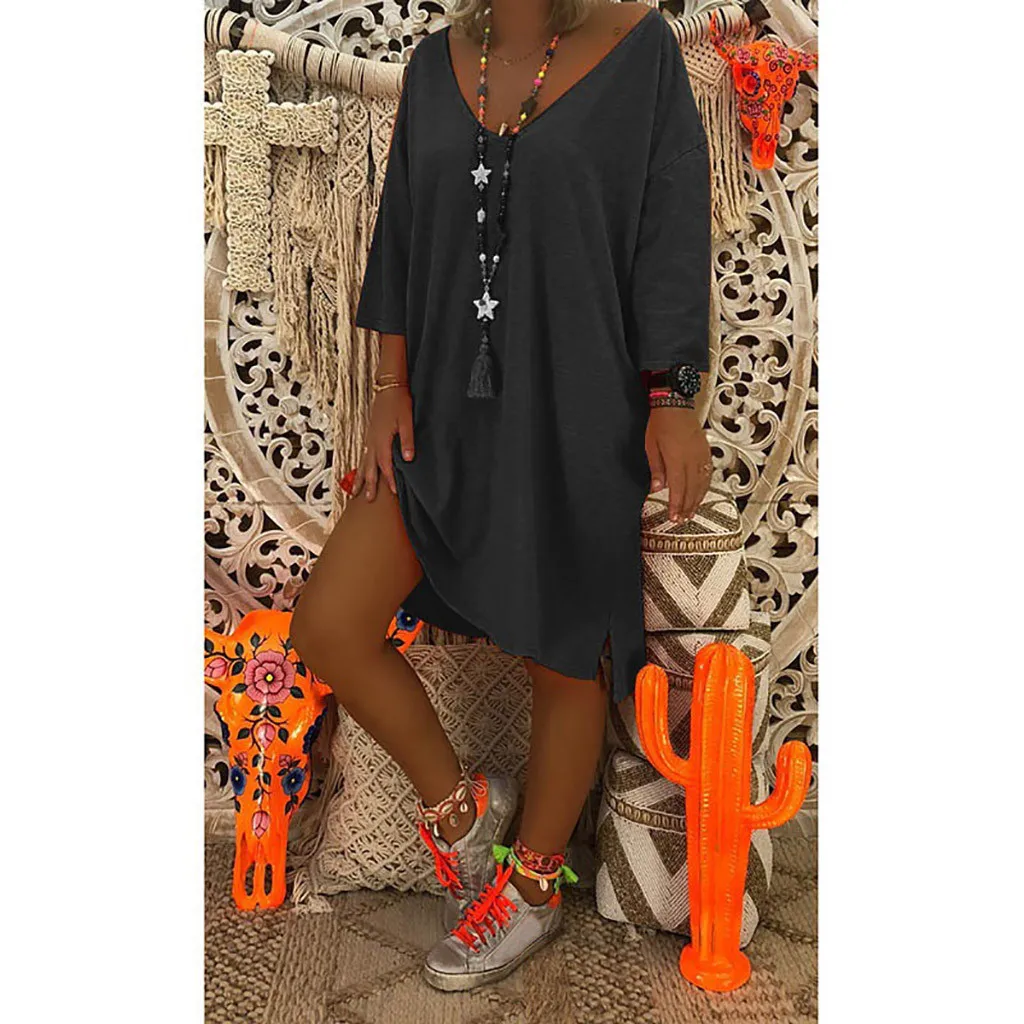 SAGACE 2019 новое летнее платье женское с v-образным вырезом Feminino вести Caftan Boho пляжное