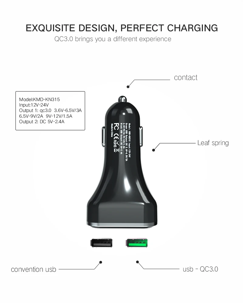 Автомобильное зарядное устройство VIKEFON Quick Charge 3 0 светодиодный дисплей USB быстрое