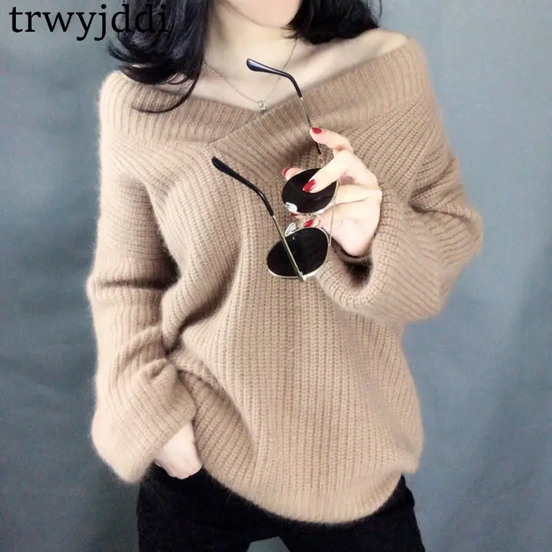 Large Size Women's Clothing Spring Pullover Tops Fashion Korean Autumn Winter Girls V-neck Sweater Knitted Shirts N494 | Женская