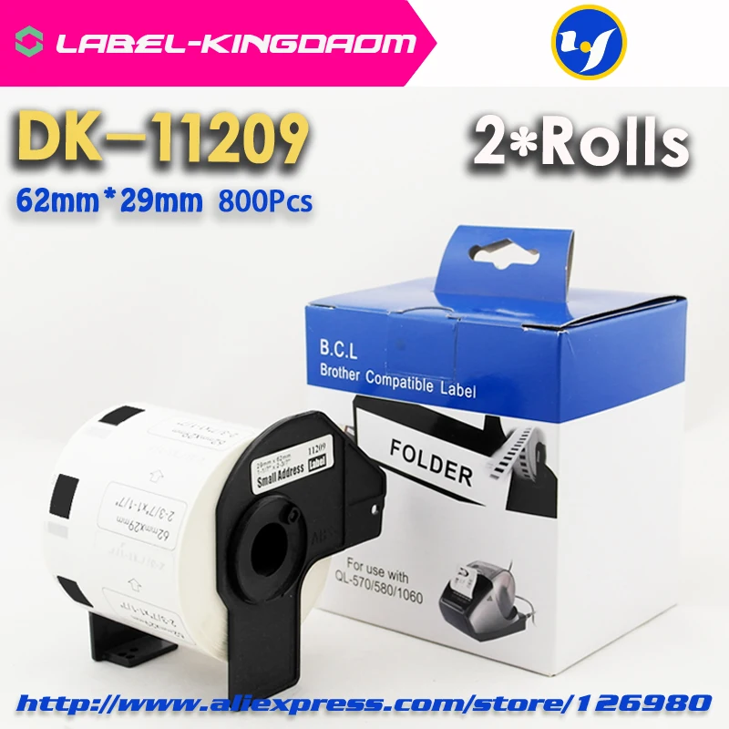 2 рулона совместимы DK-11209 этикеткой 62 мм * 29 с принтером Brother Label все поставляются