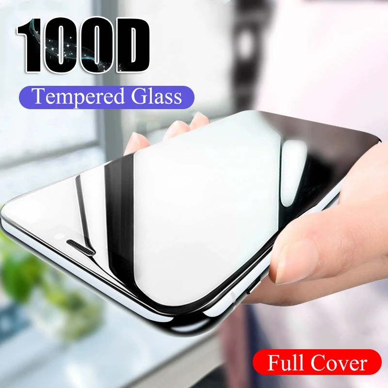 100D изогнутое закаленное стекло для экрана на iphone 7 8 6 6s PLus X полное покрытие протектор для iphone X Xr Xs Max защитная пленка