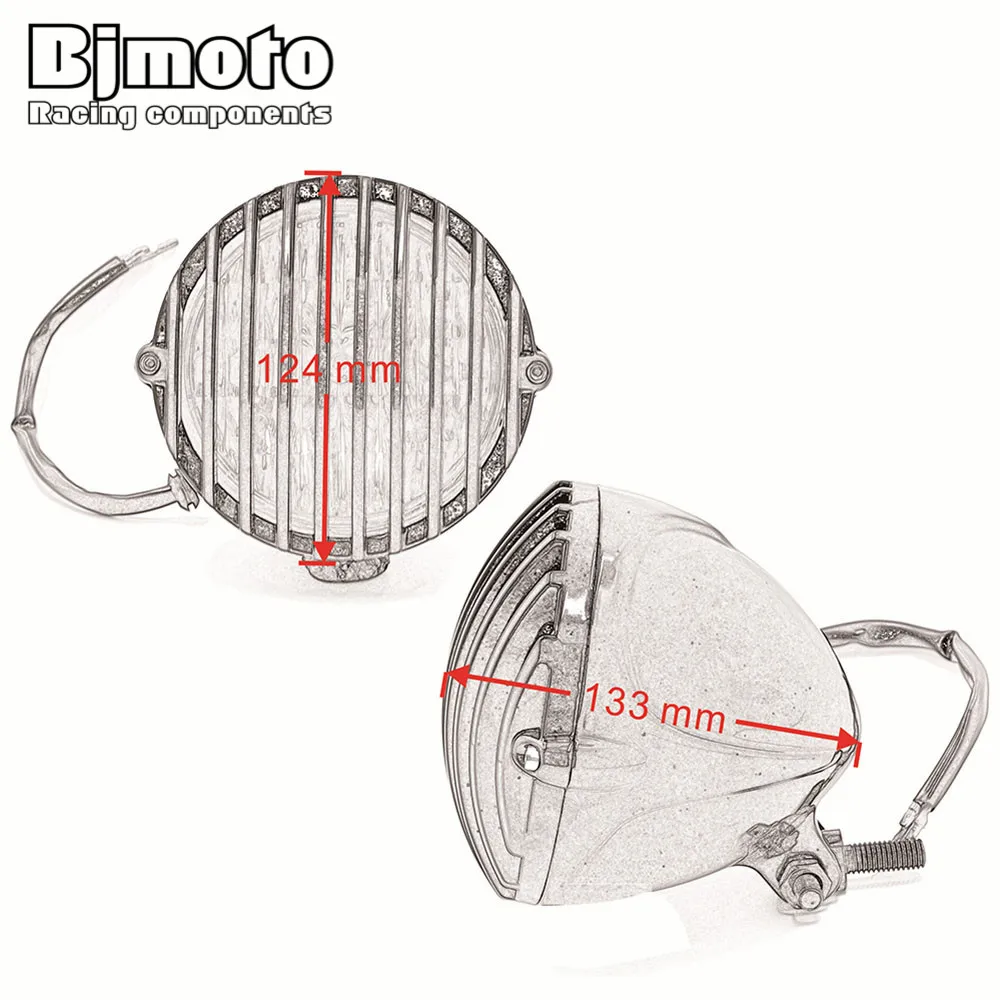 BJMOTO черный 4-7/8 ''светодиодный мотоциклетный головной светильник противотуманный светильник налобный фонарь Farol для Harley Кафе Racer Chopper Bobber Touring на заказ