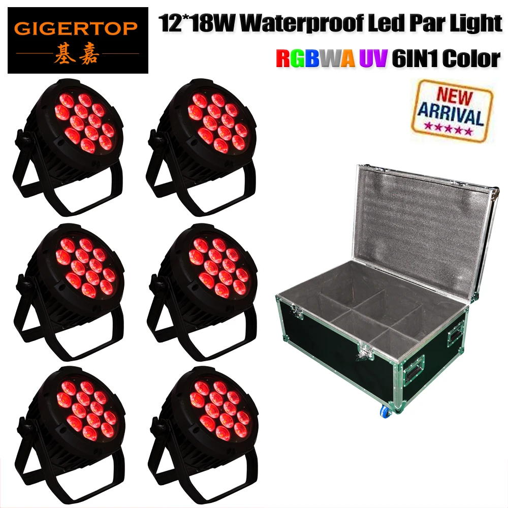 

Flight Case Packing 12x18W RGBWA Sharpy Outdoor Led Par Cans Die Casting Aluminum Glass Cover Big Housing 1m Power/DMX Cable
