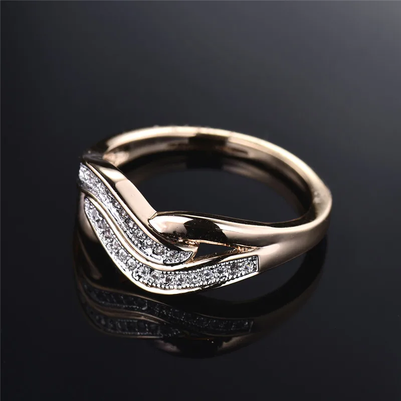 Женское кольцо с фианитом BUDONG Золотое сердечком на День святого Валентина XUR227|love