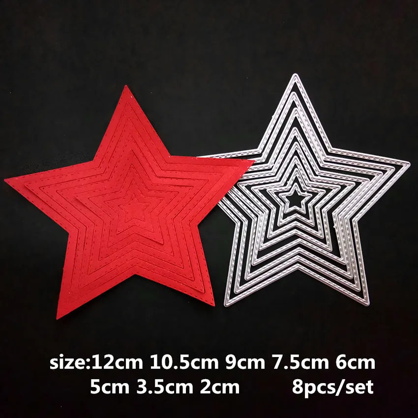 8 шт х пентаграмма Трафаретный вырубной штамп трафарет для скрапбукинга