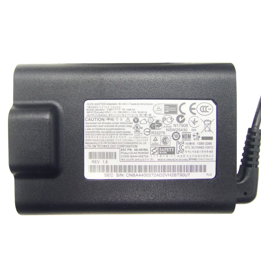 Новый оригинальный 19V 2.1A 40 Вт 3 0*1 1 мм PA 1400 24 адаптер переменного тока для Samsung серии
