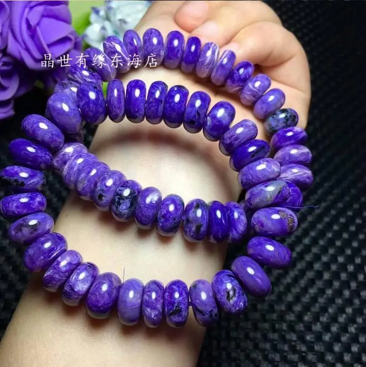 Fine jewelry натуральный природный фиолетовый Чароит драгоценный браслет бусины 10 мм