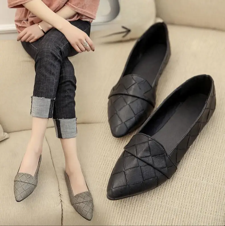 BJYL 2018 Spring and Autumn Season New shallow tip bean single shoes flat-bottomed ladyshoes Women Ping Baigu work tide | Обувь