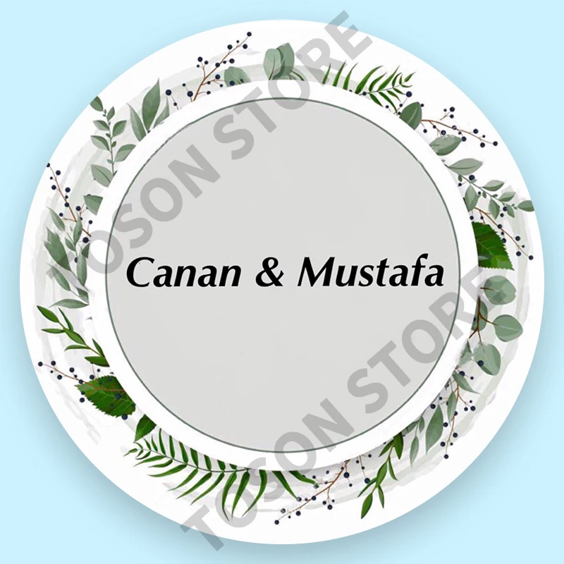 100, Silver laser Customized text logo, Wedding Stickers, Invitations Seals, Candy Favors Gift Boxes Labels, On White Adhesive