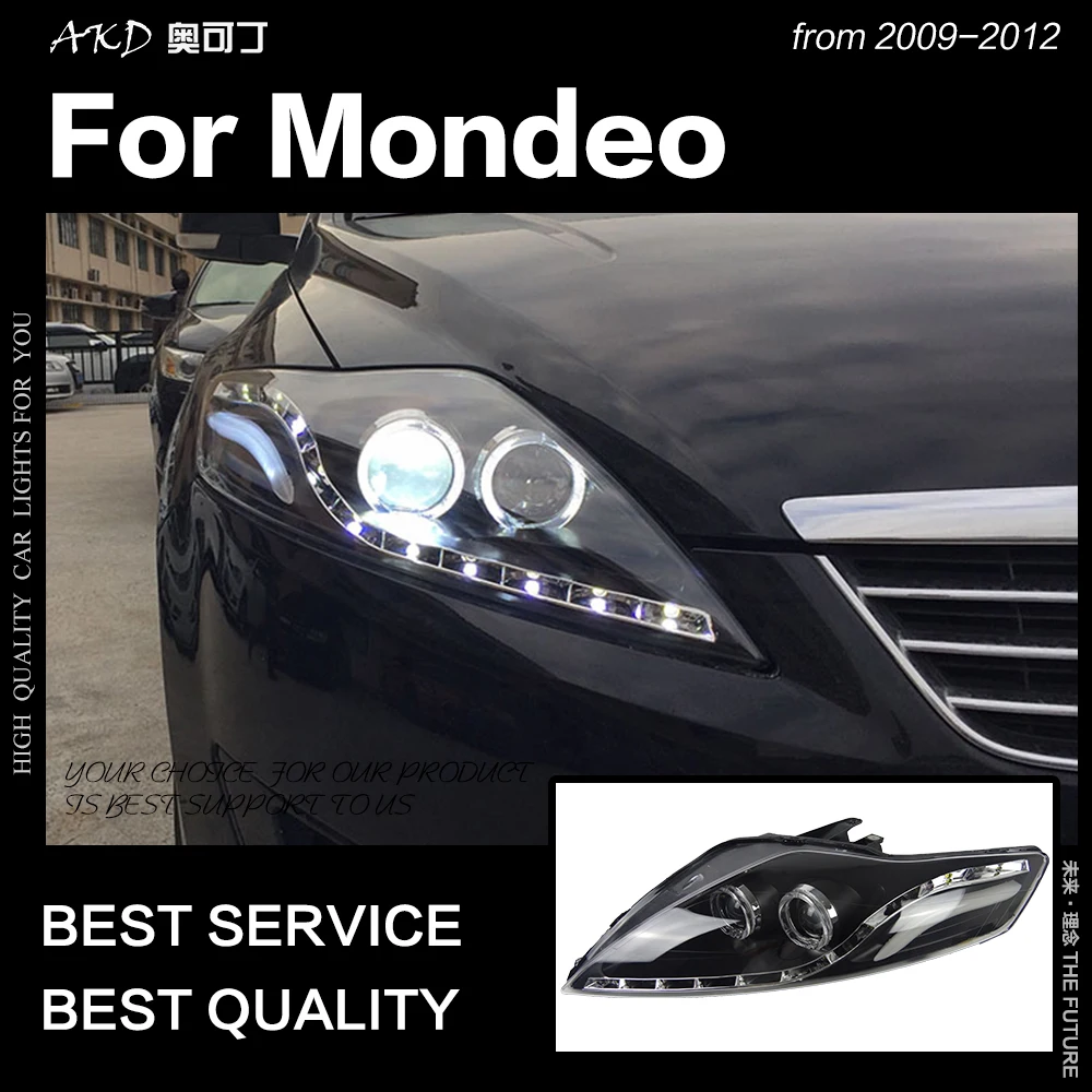 AKD автомобильный Стайлинг Головной фонарь для Ford Mondeo фары 2009 Fusion светодиодный фонарь с динамическим сигналом DRL Hid Bi Xenon автомобильные аксессуары