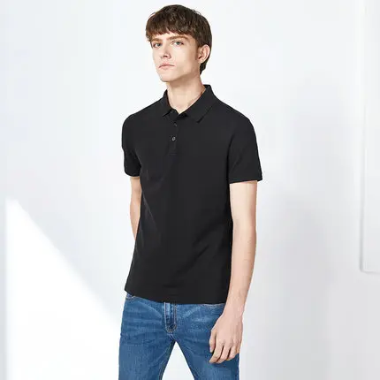 SEMIR рубашка поло с отложным воротником мужская летняя новая мужская рубашка с коротким рукавом - Цвет: black