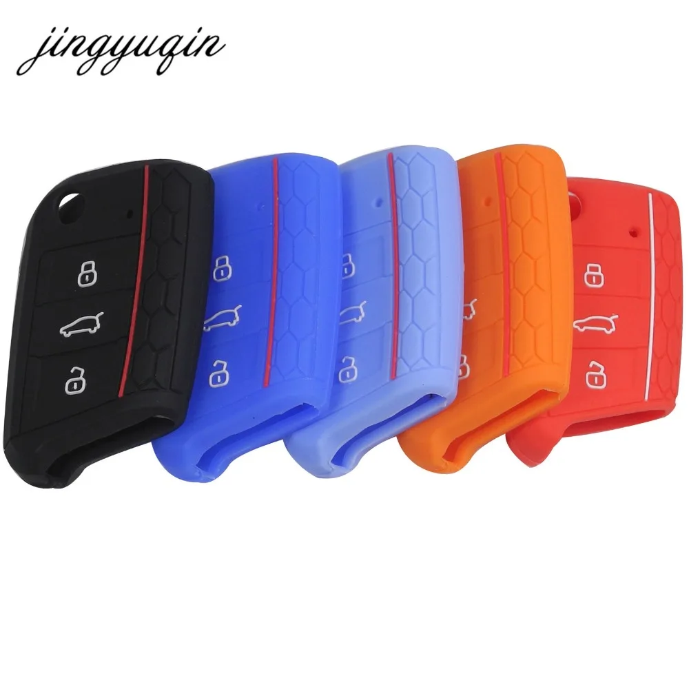 Силиконовый чехол для ключей jingyuqin 20 шт./лот Volkswagen VW Golf 7 mk7 Skoda Octavia A7 ключей|silicone cover