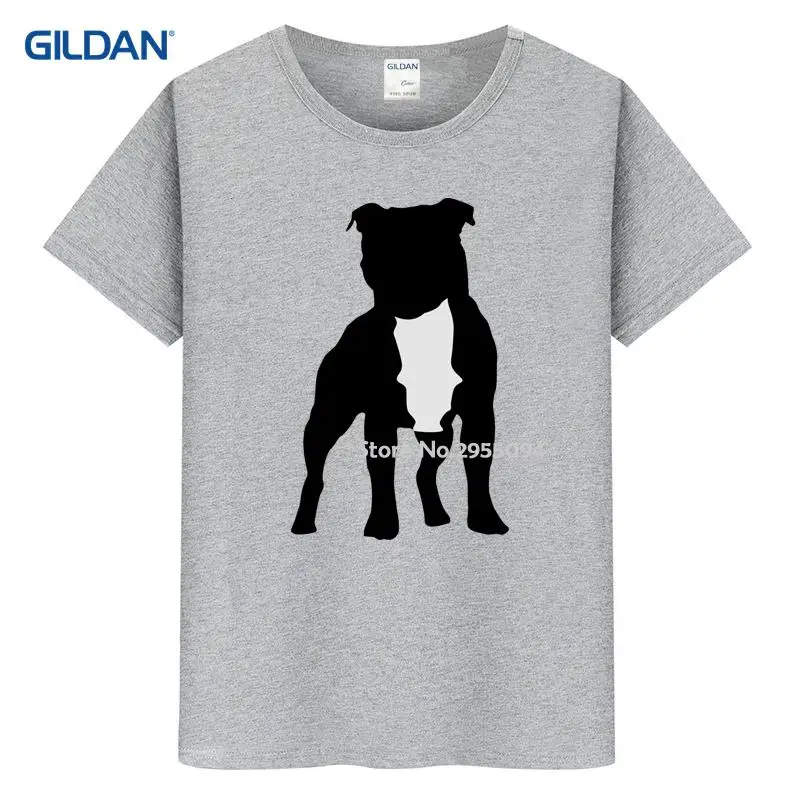 Синий и белый Полосатая Футболка Мужская 2017 я (сердце) staffies Короткие Печать