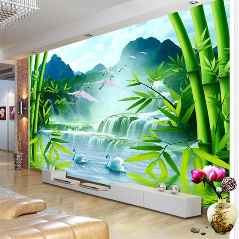 3d фотообои beibehang на заказ бамбуковый лес Живописный фон для телевизора украшение