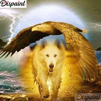 dispaint full squareround drill 5d diy diamond painting wolf eagle scenery 3d embroidery cross stitch 5d home decor a11360