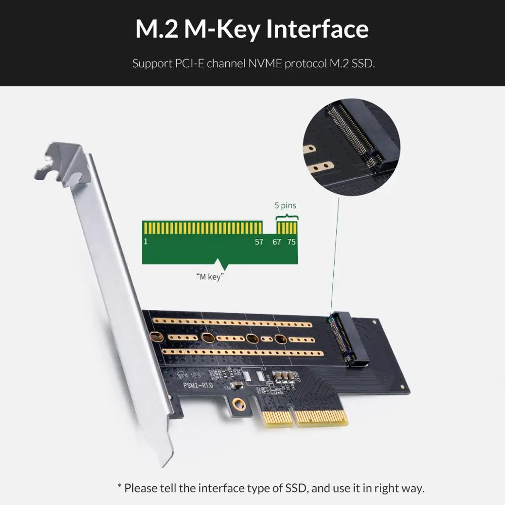 Интерфейсная карта ORICO PCI-E PCI Express 3 0 Gen3 X4 в M.2 M KEY SSD M2 Key для 0x4 2230 2242 2260 2280 | Компьютеры