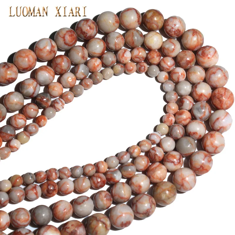 Круглые бусины красного цвета Пикассо для изготовления ювелирных украшений