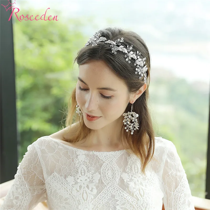 

Romantic Silver Color Crystal Leaves Handmade Wedding Drop Earrings Bridal Bride Bridesmaids Women Earrings Jewelry RE3434