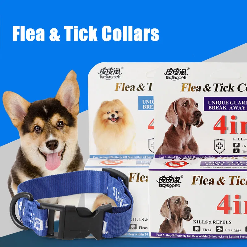Pet Tick& антиблошиные ошейники для маленьких средних и больших собак безопасный нетоксичный натуральный на растительной основе щенок котенок кошка противоблошиный ошейник синий S L