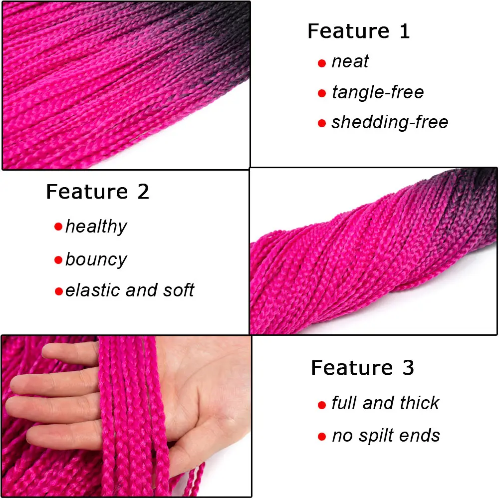 Омбре коробка косички вязанные Наращивание волос 24 дюйма синтетические