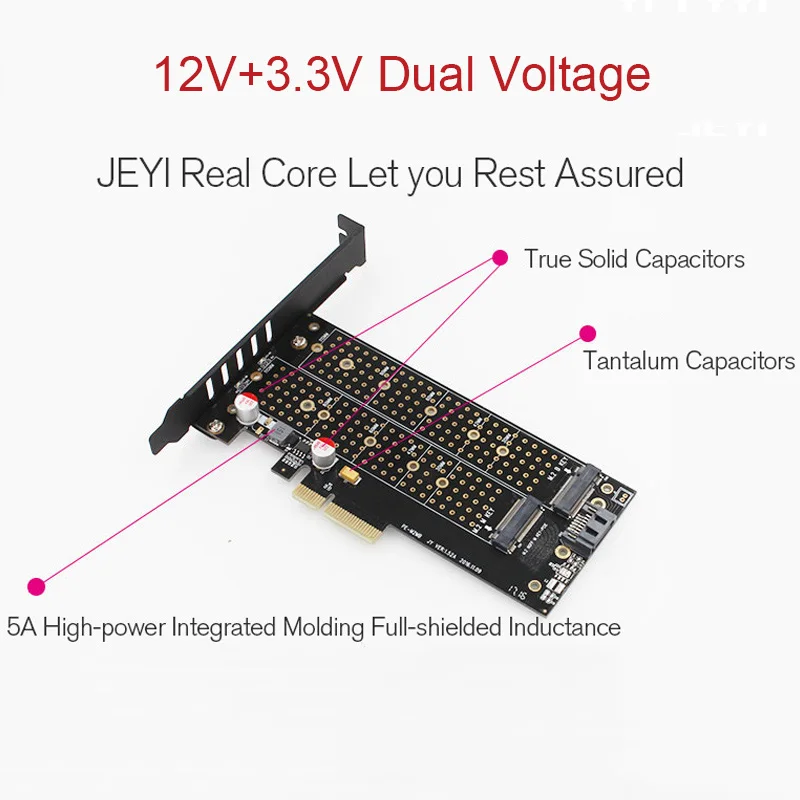 JEYI SK7 M.2 NVMe SSD NGFF для PCI-E X4 адаптер M ключ B ключ двойной интерфейс карты Поддержка PCI-E3.0 двойное напряжение 12 В+ 3,3 В SATA3