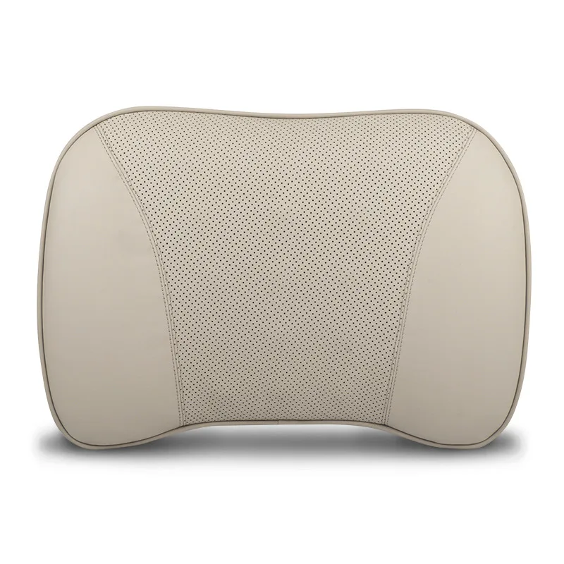 beige waist 1pc Новинка, Кожаный Автомобильный подголовник, Автомобильная подушка для шеи, подушка для сиденья, автомобильный хлопковый подголовник с памятью, подушка для талии, набор для салона автомобиля - Цвет: beige waist 1pc