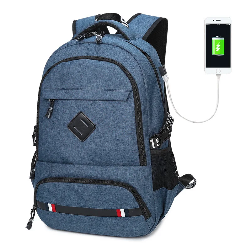 Qokr мужчин USB зарядка Рюкзак 15/15. 6 дюймов ноутбук Школьные сумки повседневные