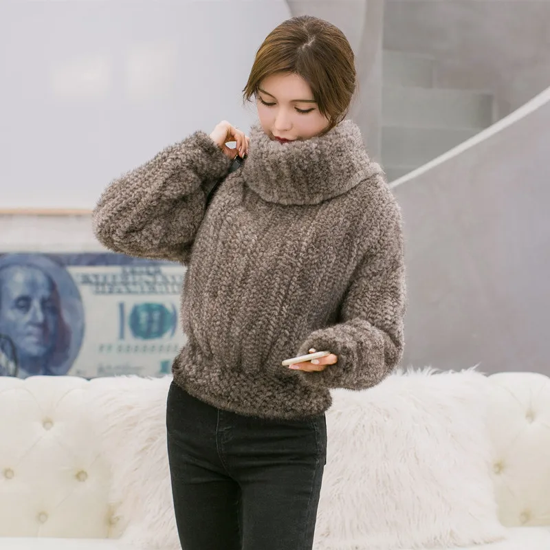 2017 зимнее натуральное вязаное Норковое меховое пальто женское короткое