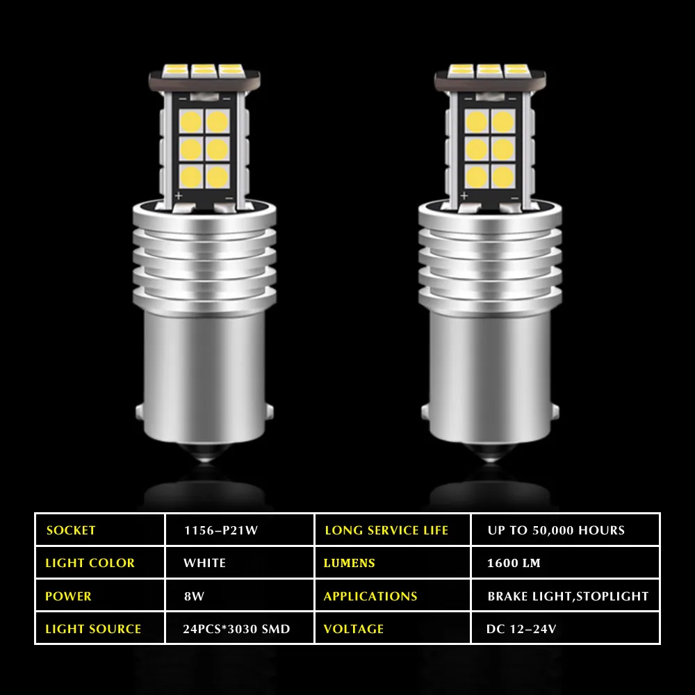 2 шт. p21w светодиодный 1156 ba15s лампы 1600Lm сигнала поворота Обратный Стоп R5W 3030 SMD