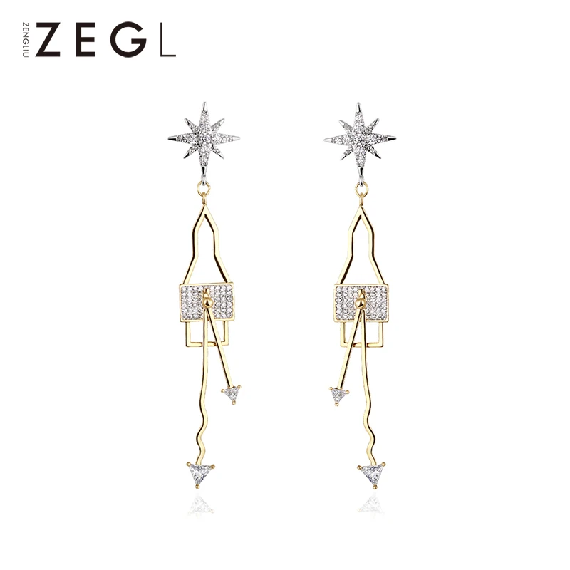 Серьги ZEGL элегантные длинные серьги|Серьги-подвески| |